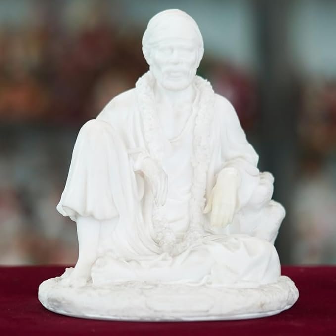 DreamyDesignGallery Marble Handmade Sai Baba Idol for Home Décor Handcrafted Showpiece for Table Décor(8 INCHES Height) pkJ1NM6