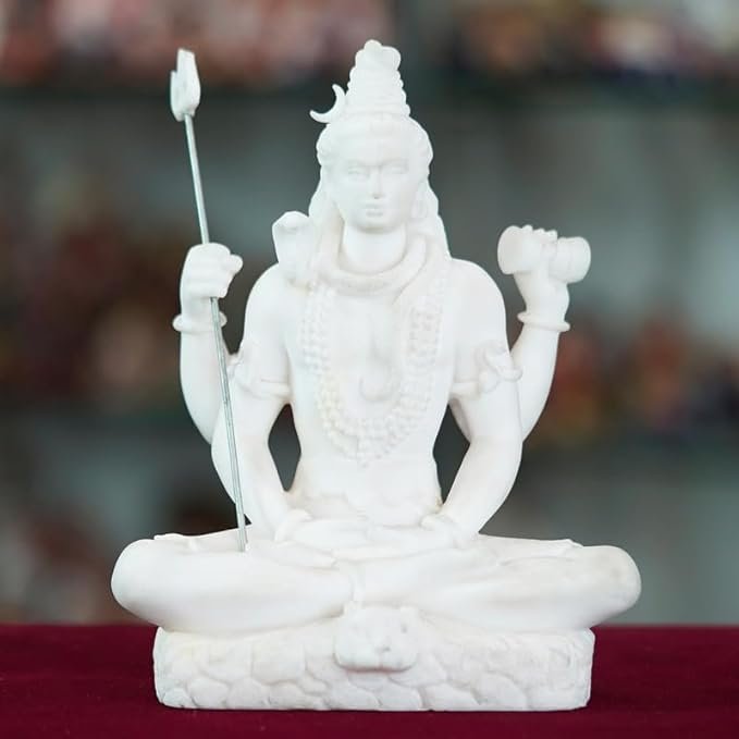 Dreamy Design Gallery Handmade Marble Mahadev Shivaji Idol for Home Décor Showpiece for Table Décor (8 INCHES) okJ1NM5