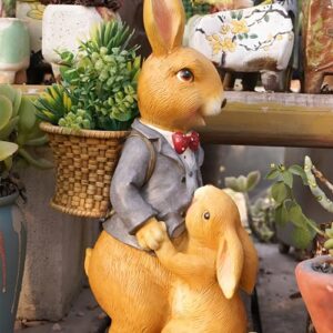 Adorable Bunny Figurine With Flower Basket