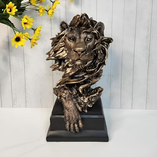 Vintage Lion Head Bust Statue