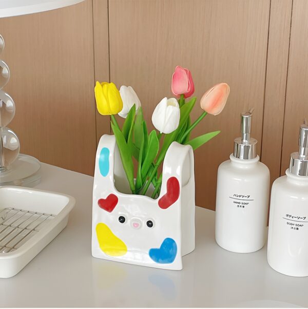 Ceramic Floral Vase – Creative Handbag Design for Modern Home Decor - Image 4