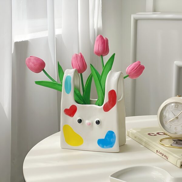 Ceramic Floral Vase – Creative Handbag Design for Modern Home Decor - Image 6