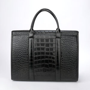 Elegant Crocodile Pattern Leather Briefcase