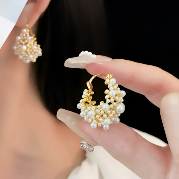 Pearl Earrings – Baroque Water Drop Tassel Design, Elegant French Retro Style - Image 3