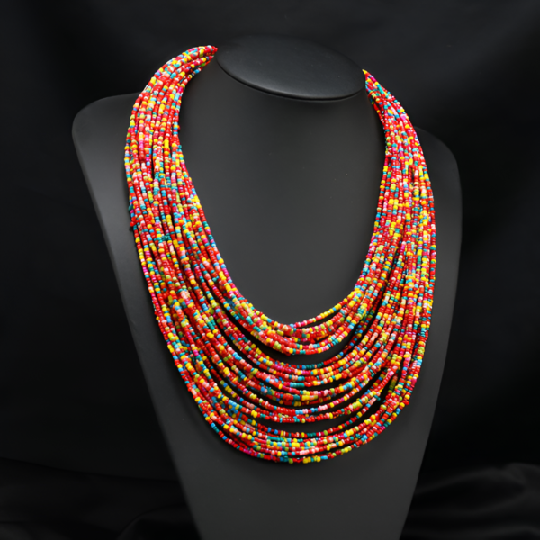 Multi-Layer Necklace – Mizhu Bohemian Beaded Choker, Chunky Statement for Bridal, Prom, or Party - Image 3