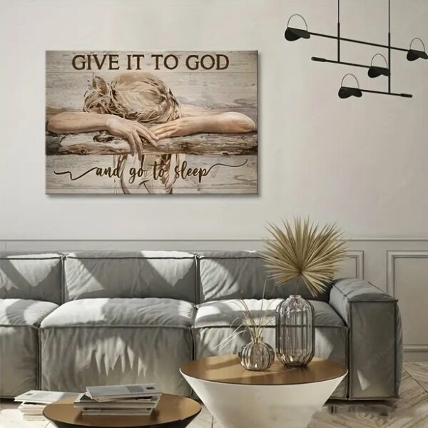 Christian Canvas Wall Art - Sleeping Girl Give It To God And Go To Sleep Poster, Jesus Landscape Canvas Prints - Image 2