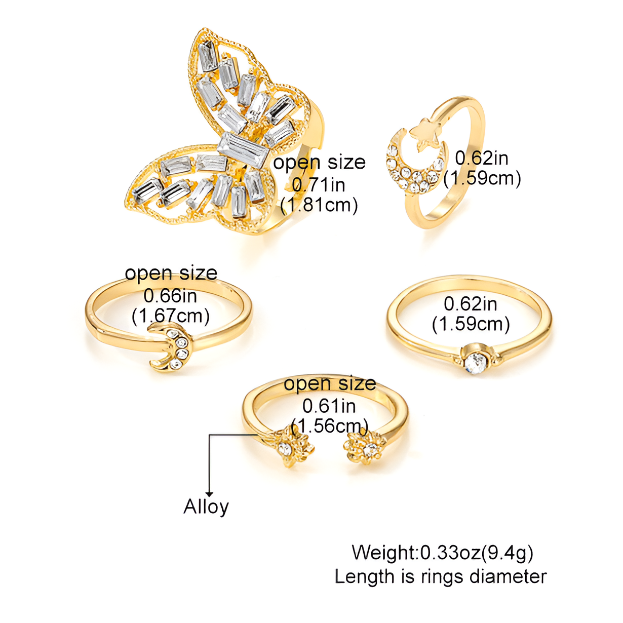 Buy KOHOTA 6PCS Adjustable Rings Set For Women At Jamaica
