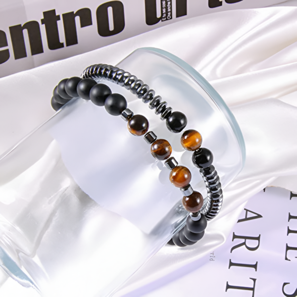 Tiger Eye Bracelet Set – Hematite, Yoga & Meditation - Image 2