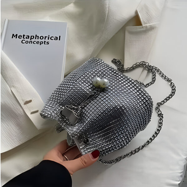 Rhinestone Evening Bag with Pearl Chain - Image 10
