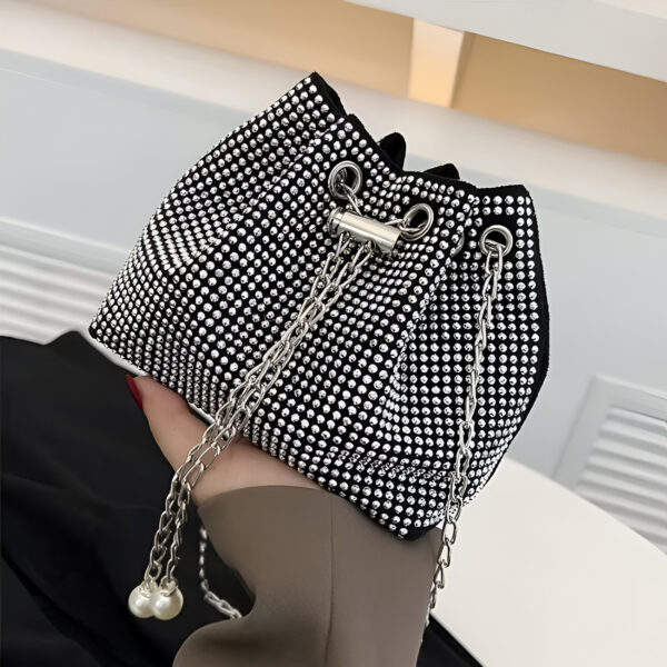 Rhinestone Evening Bag with Pearl Chain - Image 6