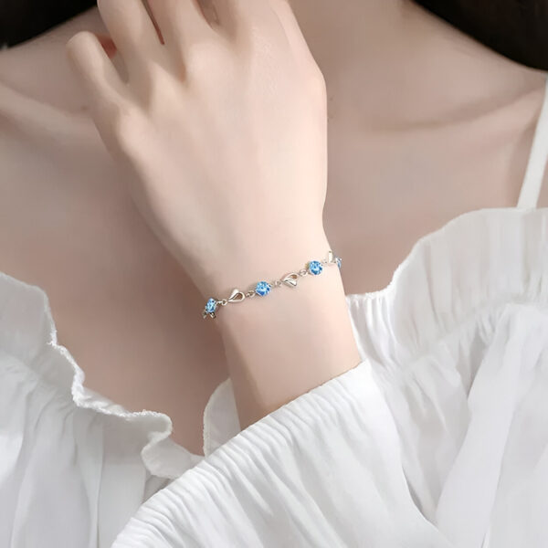 Sterling Silver Necklace Bracelet Set – Elegant Heart Blue Crystal - Image 7