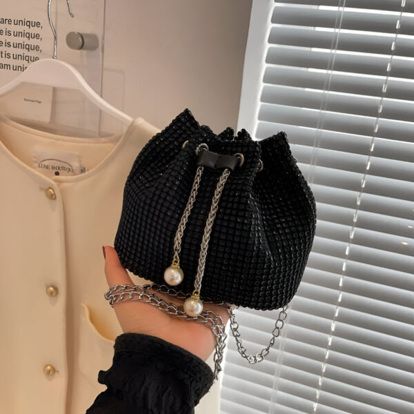 Rhinestone Evening Bag with Pearl Chain - Image 7