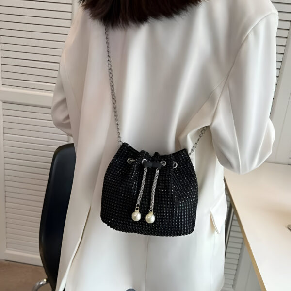 Rhinestone Evening Bag with Pearl Chain - Image 8