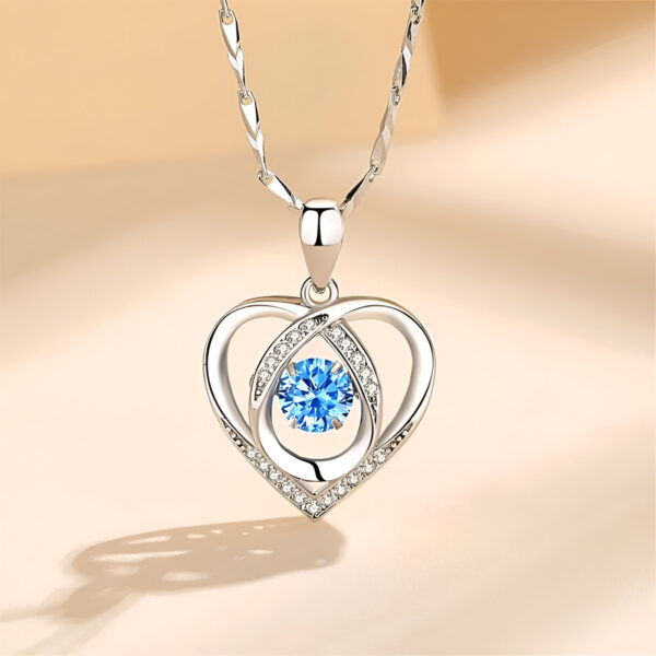 Sterling Silver Necklace Bracelet Set – Elegant Heart Blue Crystal - Image 8