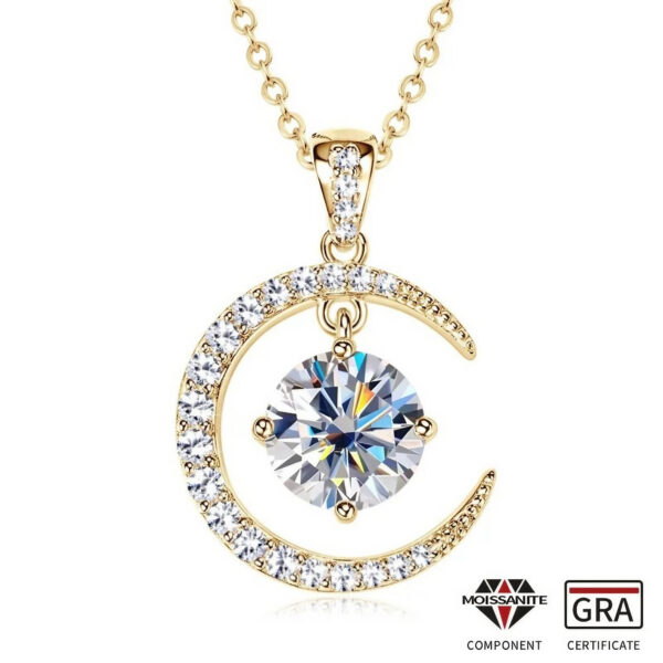 Moissanite Necklace Sun Moon Pendant - Image 2