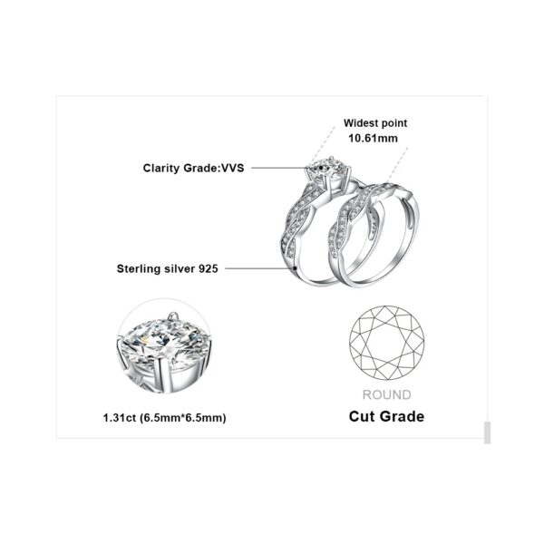 Infinity Wedding Ring Set Sterling Silver - Image 2