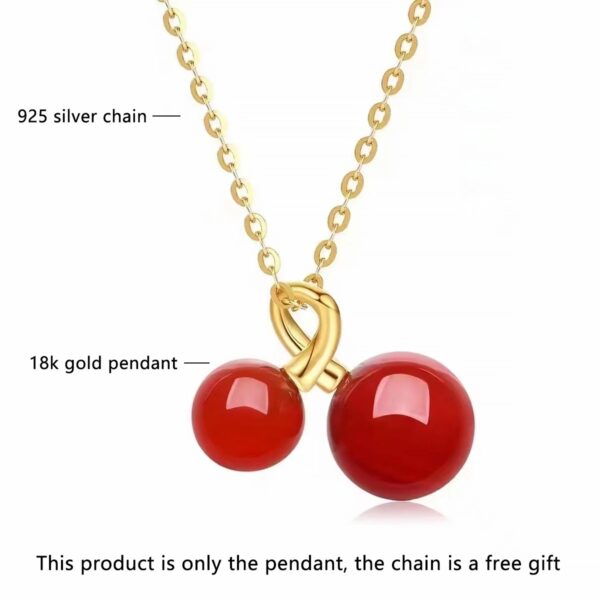 Red Agate Pendant Cherry Necklace - Image 2