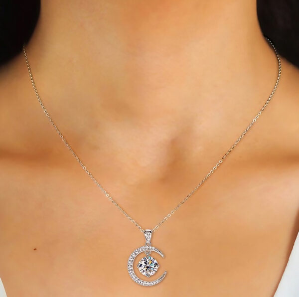 Moissanite Necklace Sun Moon Pendant - Image 3