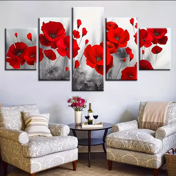 Floral Canvas Print Red Poppies - Image 2