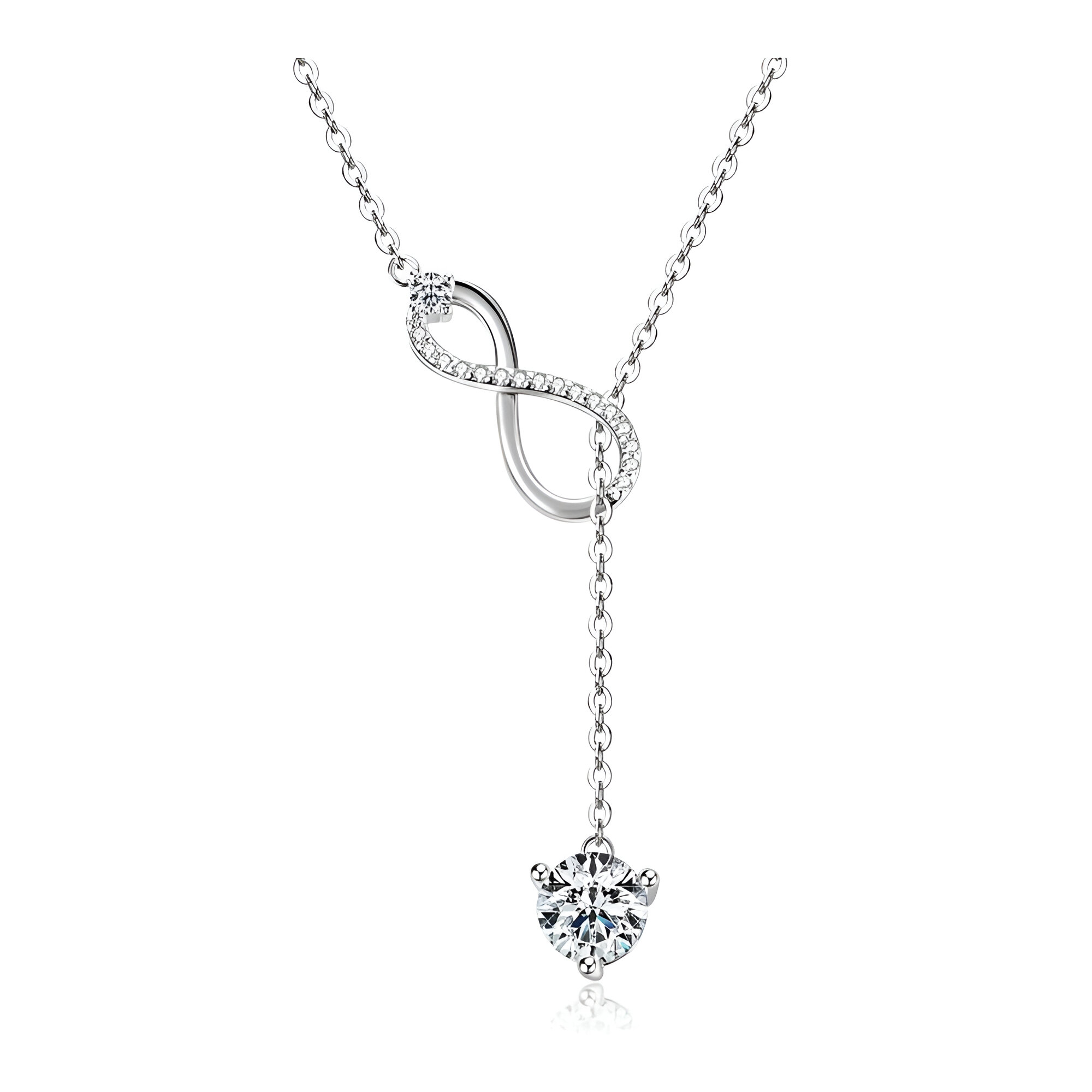 Moissanite Dangle Pendant Necklace Infinity Y - Image 2