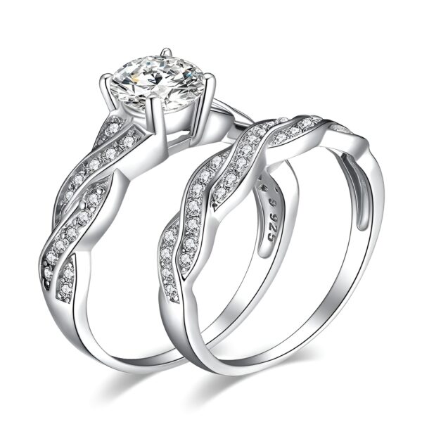 Infinity Wedding Ring Set Sterling Silver - Image 3