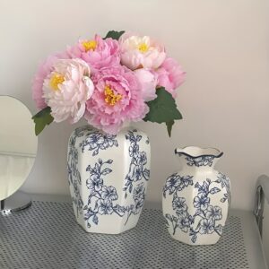Blue White Ice Crack Ceramic Vase