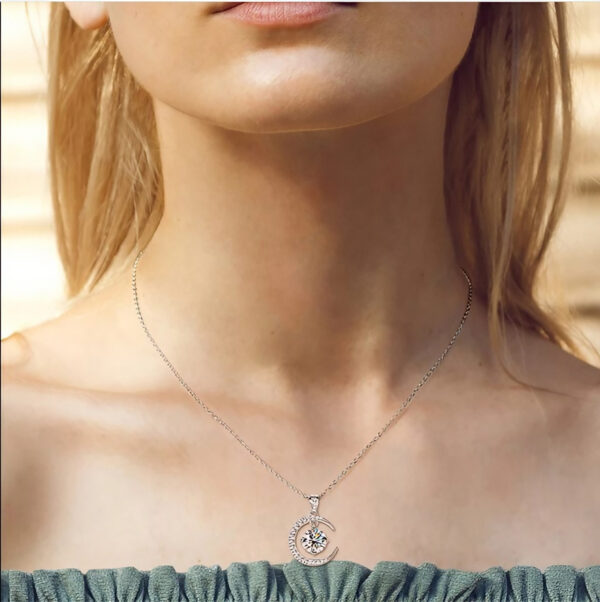 Moissanite Necklace Sun Moon Pendant - Image 7