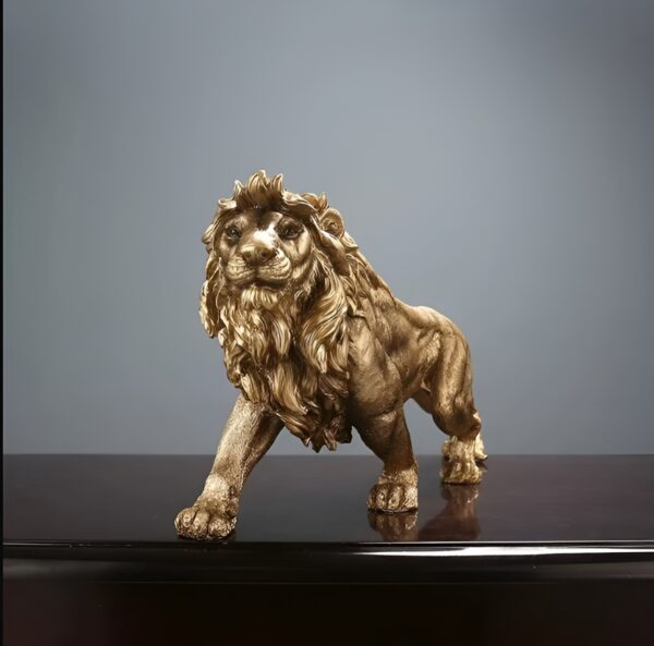 Golden Lion Resin Desk Statue - Image 2