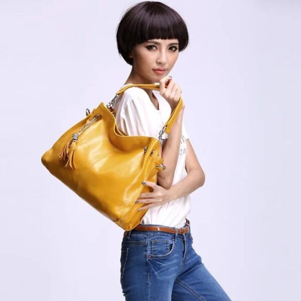 Genuine Leather Tote Handbag - Image 5