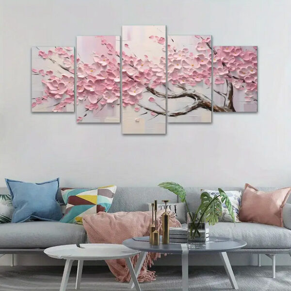 Cherry Blossom Wall Art Set – Pink Sakura Canvas Decor - Image 2