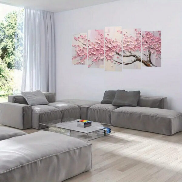 Cherry Blossom Wall Art Set – Pink Sakura Canvas Decor - Image 3