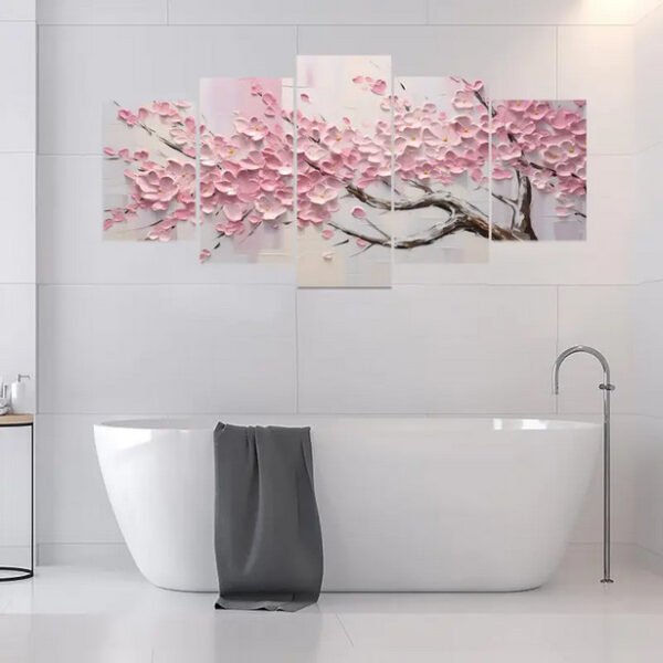 Cherry Blossom Wall Art Set – Pink Sakura Canvas Decor - Image 4
