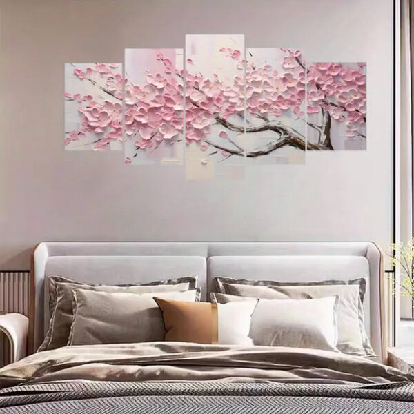 Cherry Blossom Wall Art Set – Pink Sakura Canvas Decor - Image 5