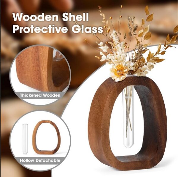 Walnut Wood Hydroponic Flower Vase - Image 7