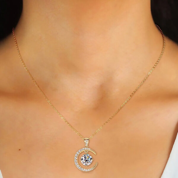 Moissanite Necklace Sun Moon Pendant - Image 5