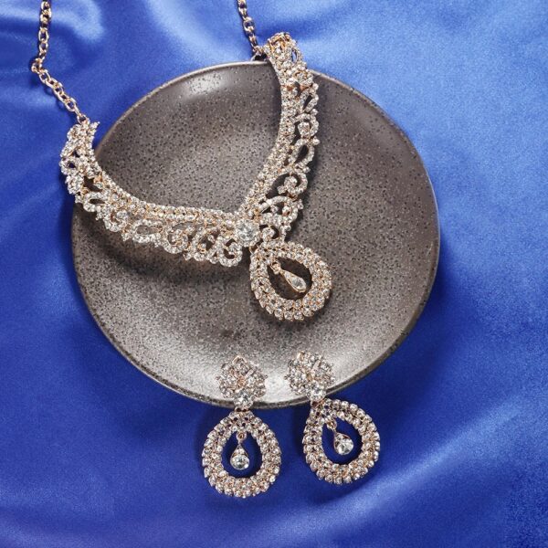 18k Gold Plated Necklace Set Bridal - Image 2
