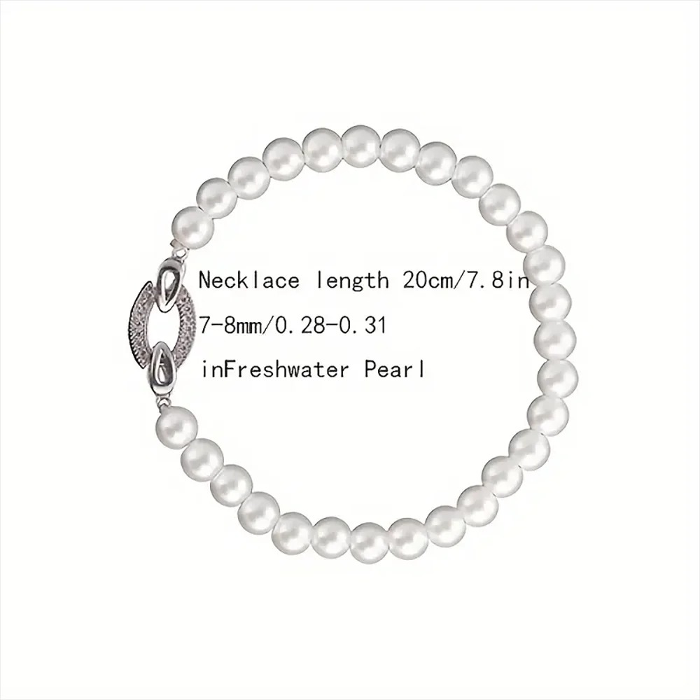 Freshwater Pearl Bracelet with CZ - Image 2