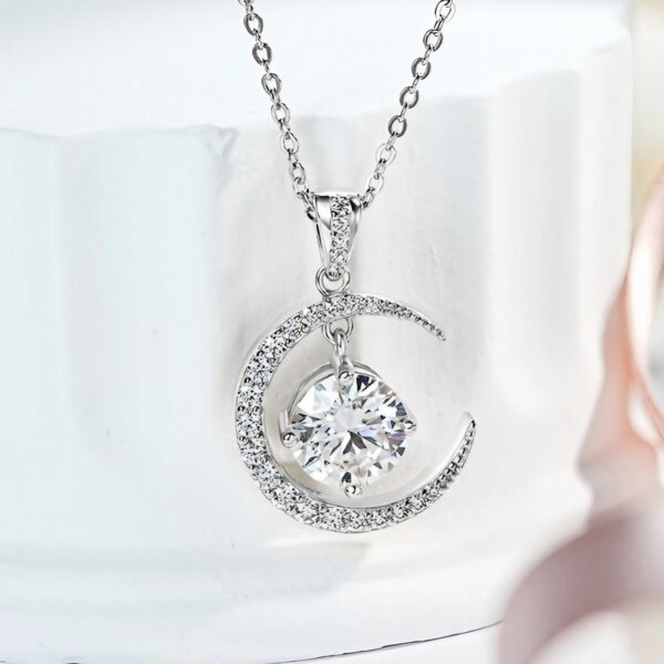 Moissanite Necklace Sun Moon Pendant - Image 6