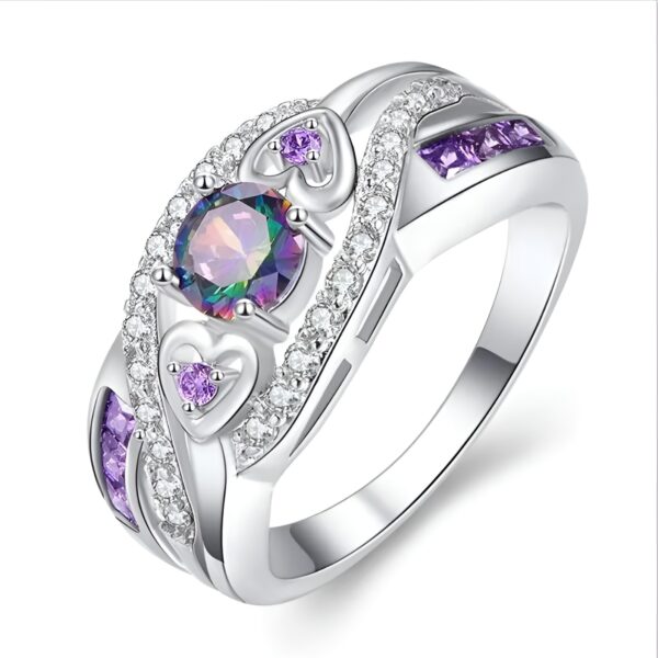 Heart Amethyst Ring Romantic Gift - Image 3