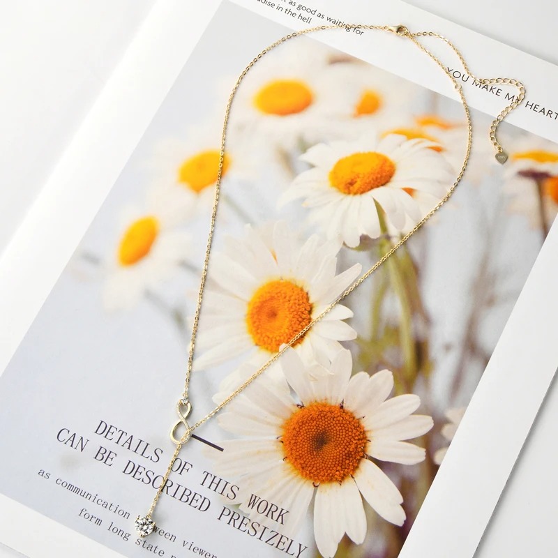 Moissanite Dangle Pendant Necklace Infinity Y - Image 7