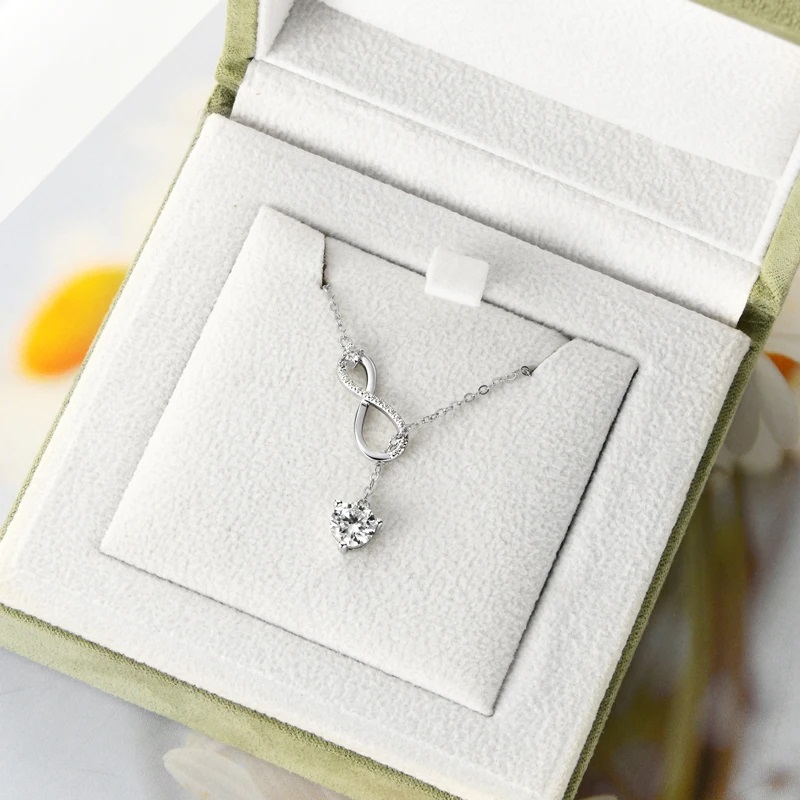 Moissanite Dangle Pendant Necklace Infinity Y - Image 8