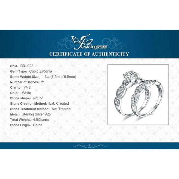 Infinity Wedding Ring Set Sterling Silver - Image 5