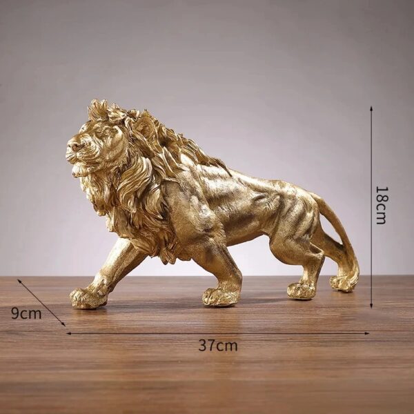 Golden Lion Resin Desk Statue - Image 3