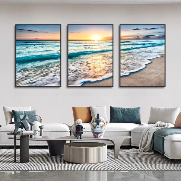Beach Sunset Wall Art Canvas Set (Without Frame) - Image 2