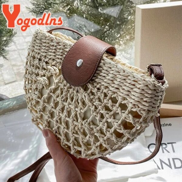 Boho Summer Straw Crossbody Bag - Image 5