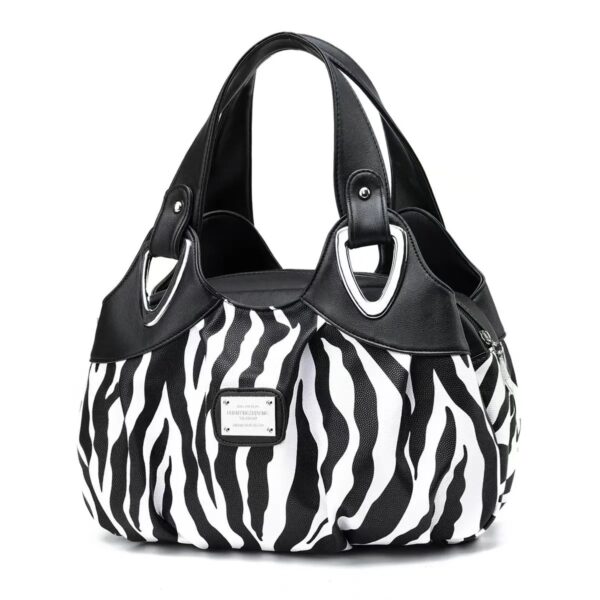 Trendy Vegan Leather Printed Handbag - Image 10