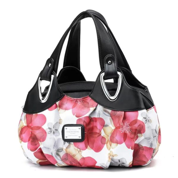 Trendy Vegan Leather Printed Handbag - Image 11