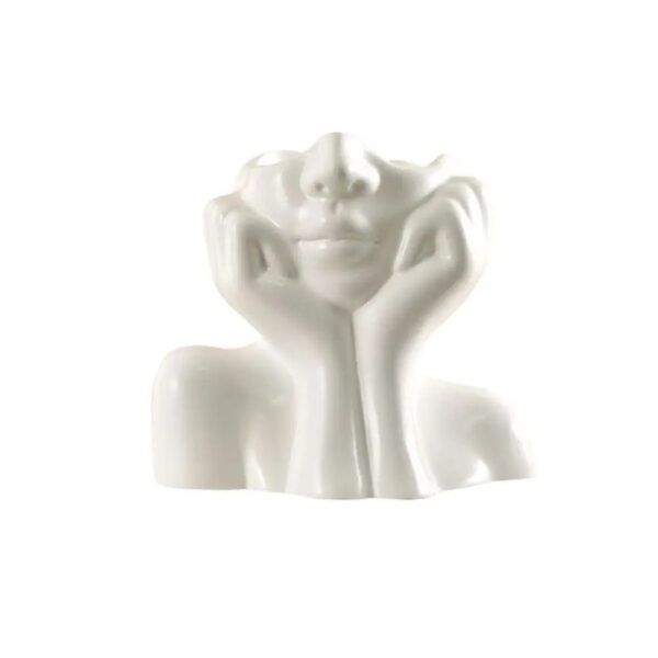 Modern White Ceramic Face Vase - Image 2