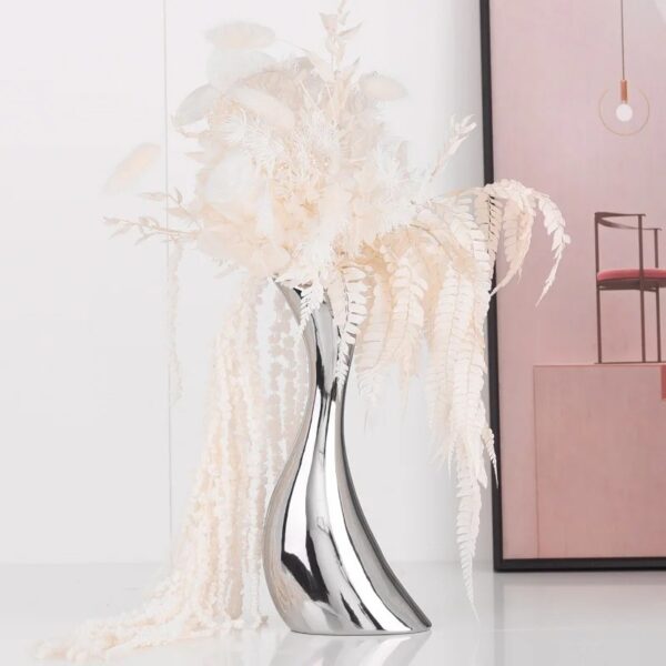 Silver Electroplated Ceramic Vase Decor - Image 2