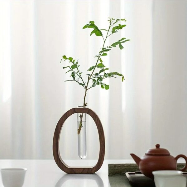 Walnut Wood Hydroponic Flower Vase - Image 2